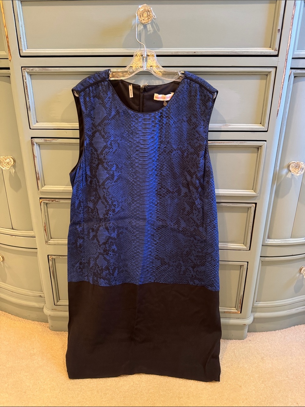Blue Snake-Print Sleeveless Shift Dress by Rebecca Taylor